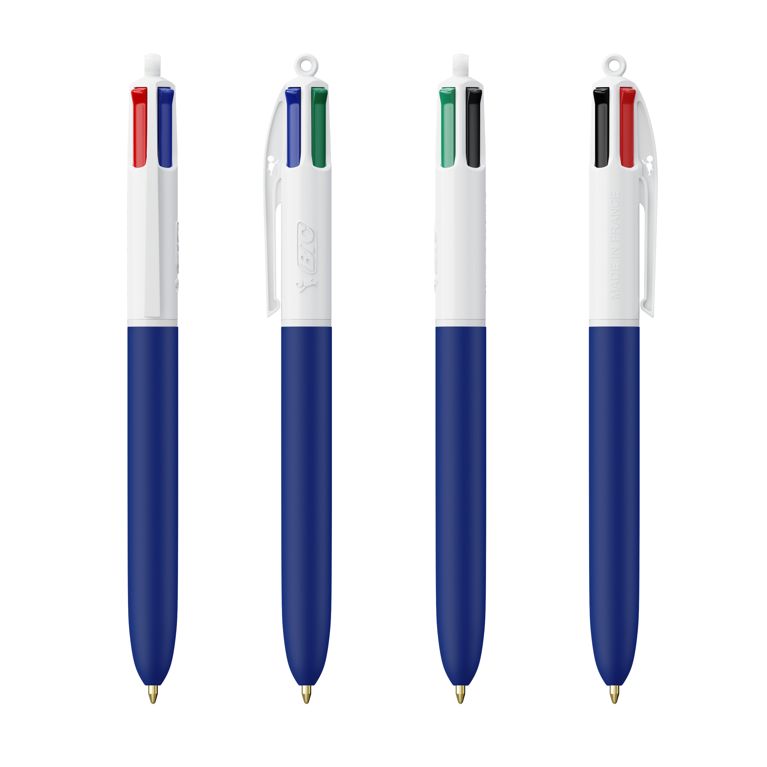 Stylo BIC® publicitaire 4 Couleurs Soft Blanc - bleu marine soft